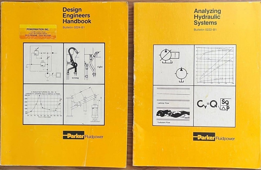 Parker Fluid Power Design Engineers Handbook and Analyzing Hydraulic Systems.