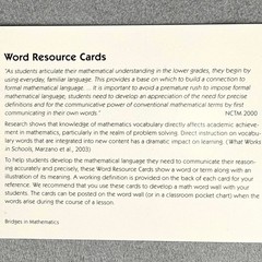 Bridges in Mathematics Word Resource Cards Grade 5 w/Original Box