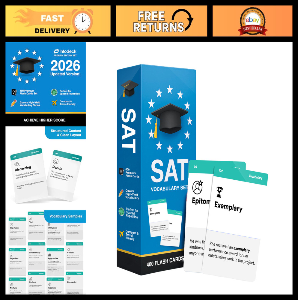 800+ SAT Vocabulary Flash Cards – High-Yield Words, Memory Icons & Definitions f