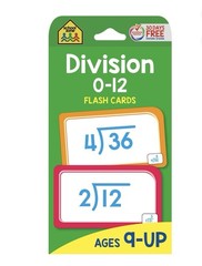 School Zone Division 0-12 Flash Cards Ages 9 and Up 3Rd Grade 4Th Grade NEW! C-2