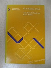 ON THE DEFINITION OF WORD (LINGUISTIC INQUIRY MONOGRAPHS) By Di Anna Maria VG