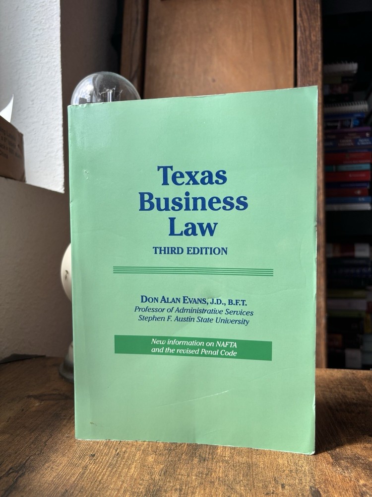 Texas Business Law by Don A. Evans (1995, Trade Paperback)