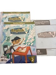 BJU English Homeschool- 5th 3rd Edition- Teachers Edition Book 1&2 , Test Key