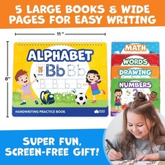 Kids Handwriting Practice Book Set with Magic Pens 3-7 Fine Motor Skills