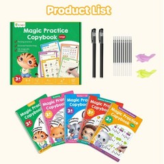 Large Magic Grooved Practice Copybook Set 5 Pack with Pens – Reusable Kids’ Trac