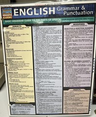 English Grammar and Punctuation Quick Study Academic BarCharts laminated study g