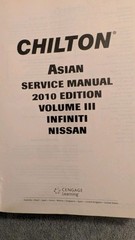 CHILTON ASIAN SERVICE MANUAL, 2010 EDITION, Vol. 3: Infiniti, Nissan, Ex-Library