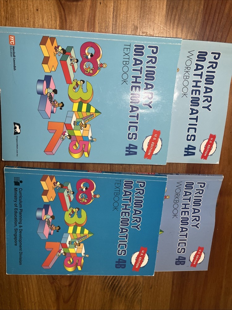 Primary Mathematics 4A and 4B SET — Textbooks & Workbooks – U.S. Edition