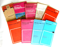 8 x assorted Somerset Ordnance Survey maps Minehead Weston super Mare etc
