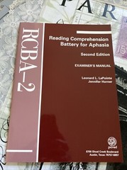 NEW-Reading Comprehension Battery Aphasia-2 Speech/Lang Ages 18-64 MANUAL ONLY