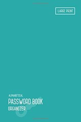 PASSWORD BOOK LARGE PRINT: 6X9 PASSWORD ORGANIZER WITH By Emily Grace BRAND NEW