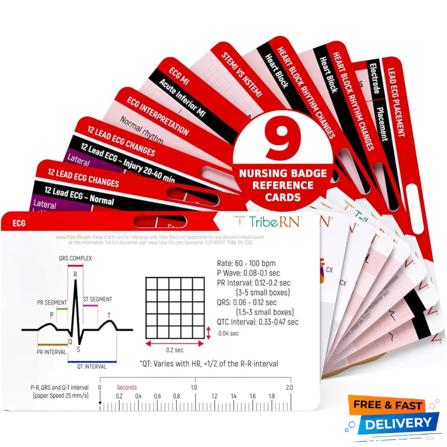 Badge Guru EKG/ECG Medical Flash Cards – Reference Cards for Nurses, Doctors,
