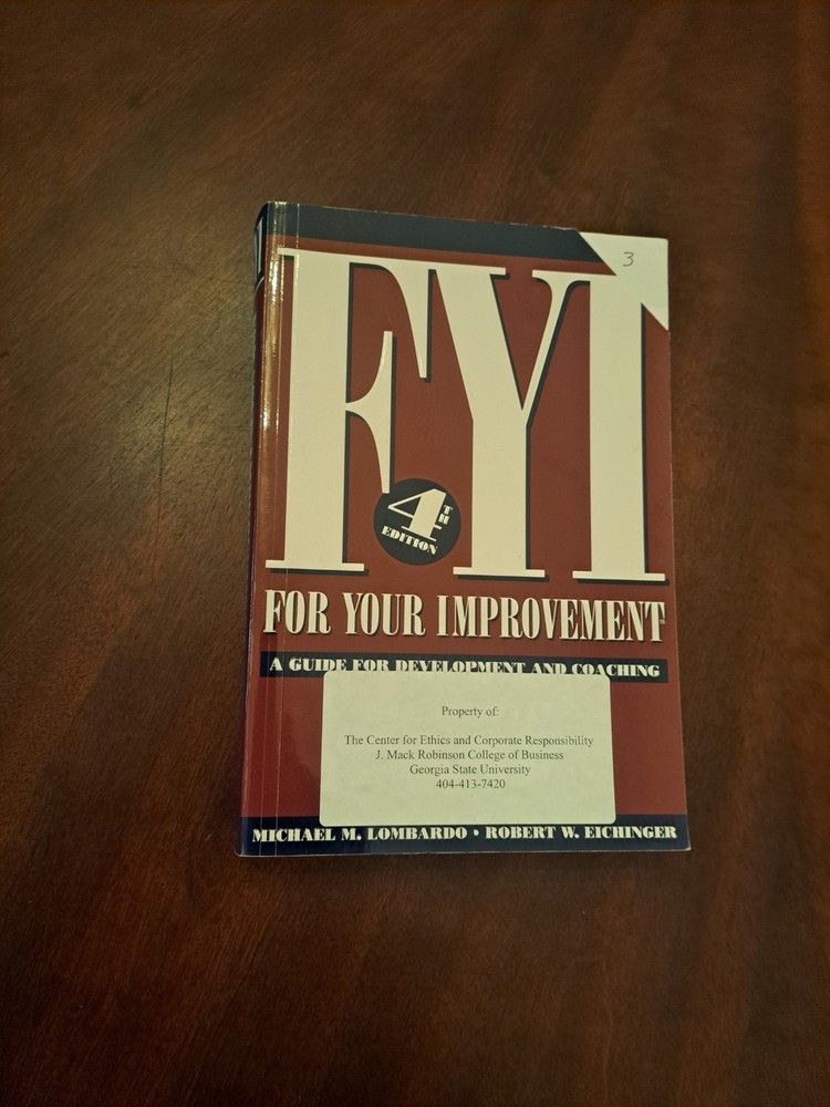 For Your Improvement by Robert W. Eichinger and Michael M. Lombardo (Book,…