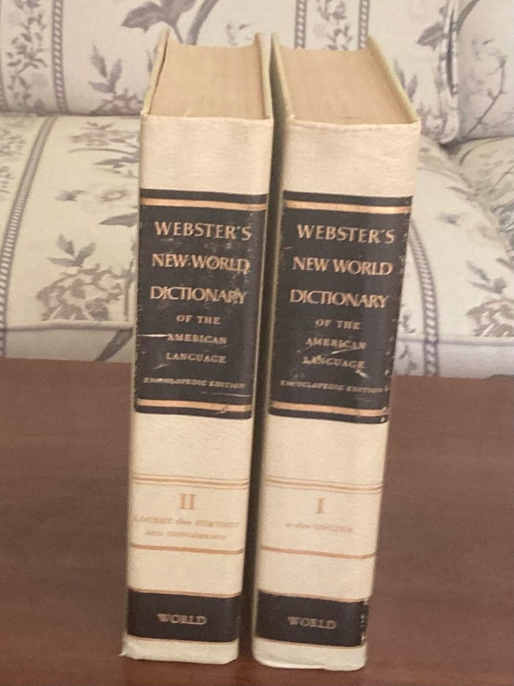 VINTAGE Set of 2 WEBSTER New World Dictionaries World Publishing Company V1 & V2
