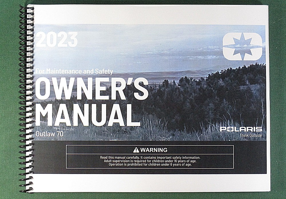 2023 Polaris Outlaw 70 ATV Owner’s Manual: Full Color & Protective Covers!