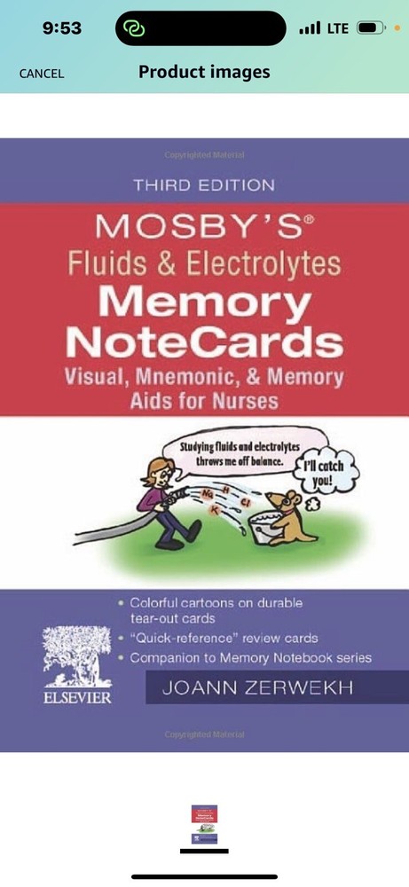 Mosby’s Fluids & Electrolytes Memory NoteCards: Visual, Mnemonic, and Memory Aid