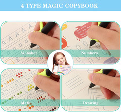 Handwriting Book Practice for Kids,Reusable Grooved Handwriting Books, Writing P