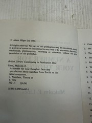 A Number for Your Thoughts Malcolm E Lines 1986 Mathematics Book