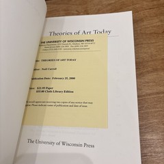 Theories of Art Today by Noel Carroll (2000, Trade Paperback) 1st Ed Review Copy