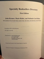 Specialty Booksellers Directory 1987 First Edition John Kremer Melinda-Carol