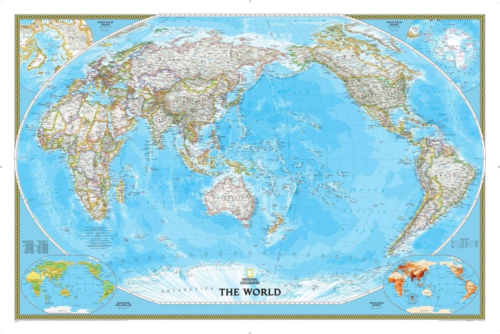National Geographic World, Pacific Centered Wall Map – Classic – Laminated (4…