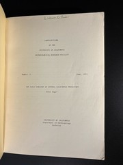 University of Ca #15 The Early Horizon In Central California Prehistory 1972