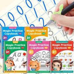 Large Magic Grooved Practice Copybook Set 5 Pack with Pens – Reusable Kids’ Trac