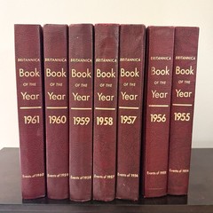 Lot Of 7 Britannica Book Of the Year 1955-1961 Hardcover Red Leather Vintage