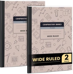2 Pack Wide Ruled, Composition Notebook for School, 70 Sheets 7-1/2″x9-3/4