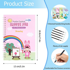 Handwriting Book Practice for Kids,Reusable Grooved Handwriting Books, Writing P