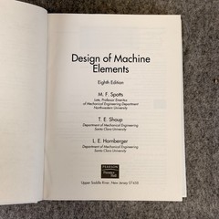 Design of Machine Elements 8th Edition W/CD