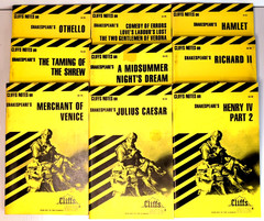 Lot Of 9 William Shakespeare Cliff Notes 1960s-2000s Vintage Cliffs Othello