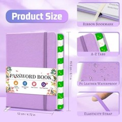 Password Keeper Book – Internet Password Book with Alphabetical Tabs, Purple