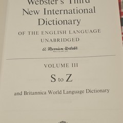 Merriam-Webster Unabridged Dictionary Volume III S-Z Hardcover 1966 English