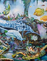 Under The Sea: Fishes, Turtle, Seaweed, Artwork, Painting, Story book, by Ezy No