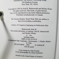 THE POCKET DICTIONARY OF SIGNING by Rod R. Butterworth, Mickey Flodin 1992