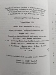 Foundations of Probability with Applications Papers 1974-1995 Suppes Zanotti